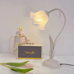 Lampe de Table Vintage Ajustable - Design Floral et Bras Flexible