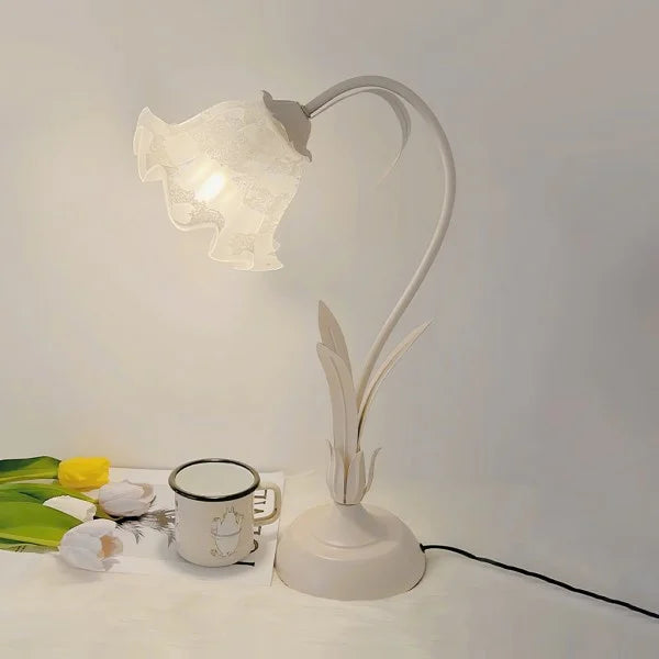 Lampe de Table Vintage Ajustable - Design Floral et Bras Flexible