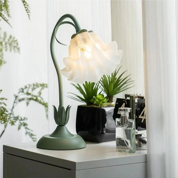 Lampe de Table Vintage Ajustable - Design Floral et Bras Flexible