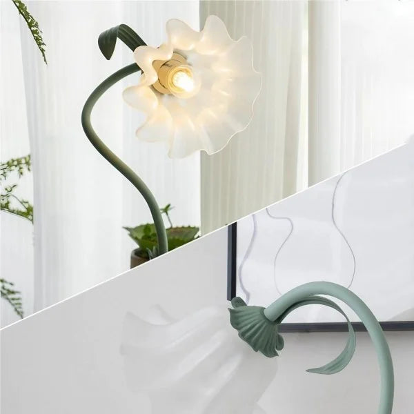 Lampe de Table Vintage Ajustable - Design Floral et Bras Flexible