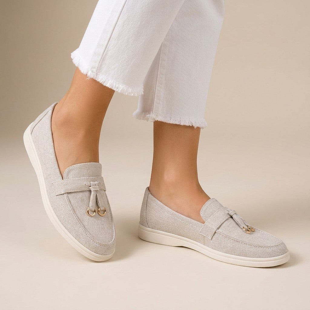 Mocassins en daim femme à pompons élégants style intemporel bureau et casual