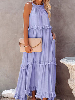 Robe de Soirée Élégante Sans Manches - Tissu Léger et Confortable pour Toutes les Occasions