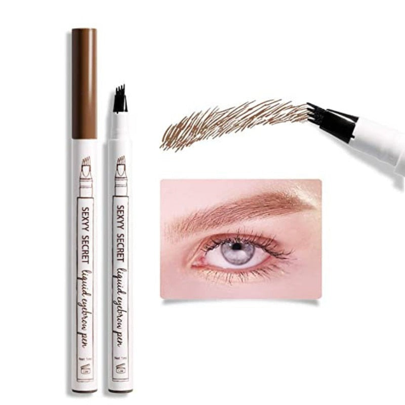 Crayon à Sourcils Étanche - Applicateur à 4 Pointes pour Finition Naturelle