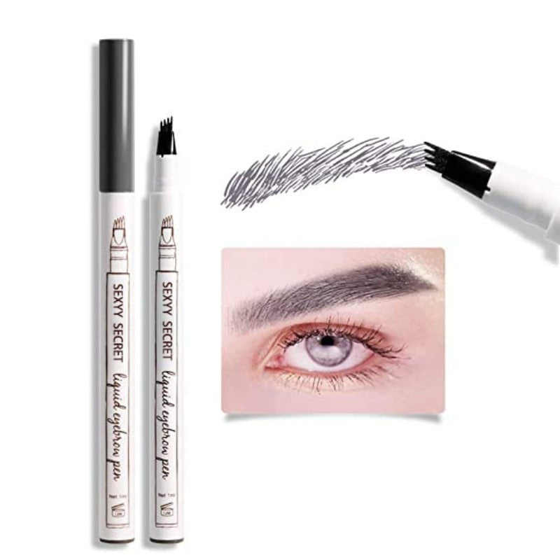 Crayon à Sourcils Étanche - Applicateur à 4 Pointes pour Finition Naturelle
