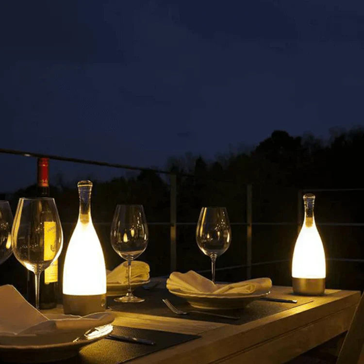 Lampe de Table en Bouteille de Vin - Éclairage Dimmable et Ambiance Chaleureuse
