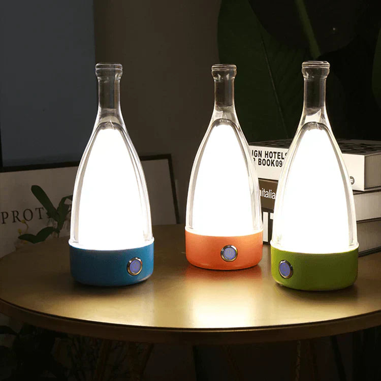 Lampe de Table en Bouteille de Vin - Éclairage Dimmable et Ambiance Chaleureuse