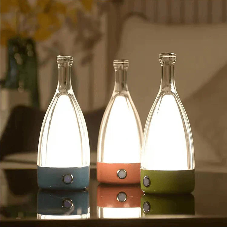 Lampe de Table en Bouteille de Vin - Éclairage Dimmable et Ambiance Chaleureuse