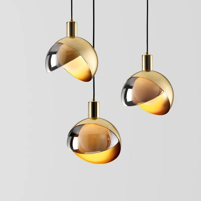 Suspension en Verre Doré Moderne - Design Scandinave Élégant et Réglable