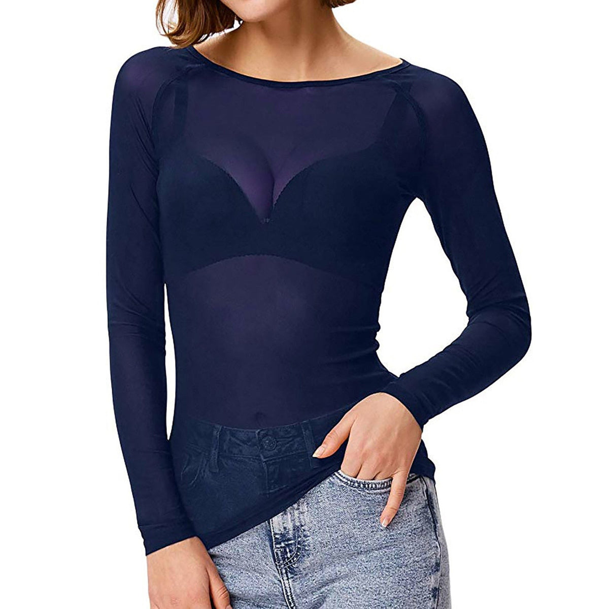 Haut Transparent à Manches Longues - Élégance et Confort pour Toutes Occasions