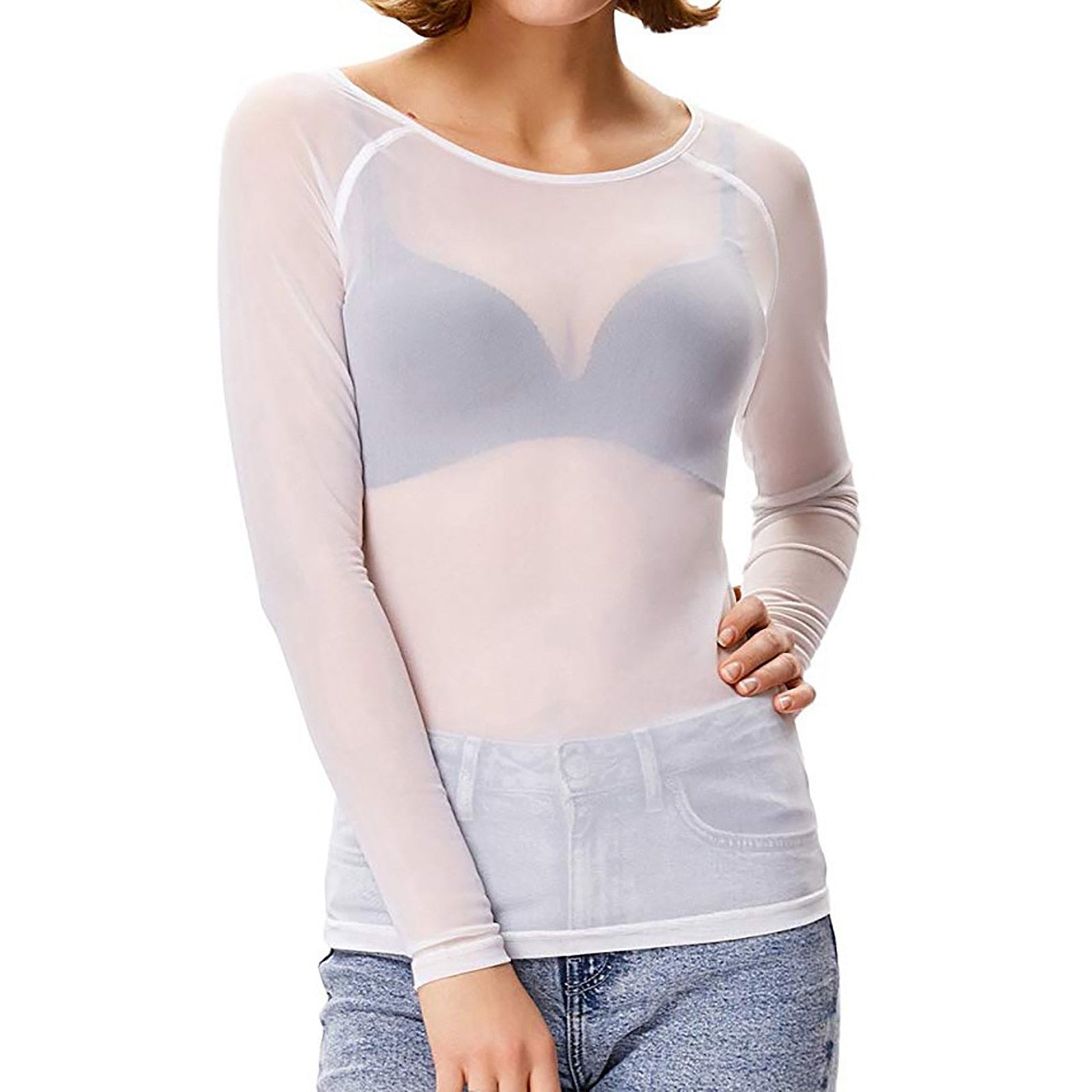 Haut Transparent à Manches Longues - Élégance et Confort pour Toutes Occasions