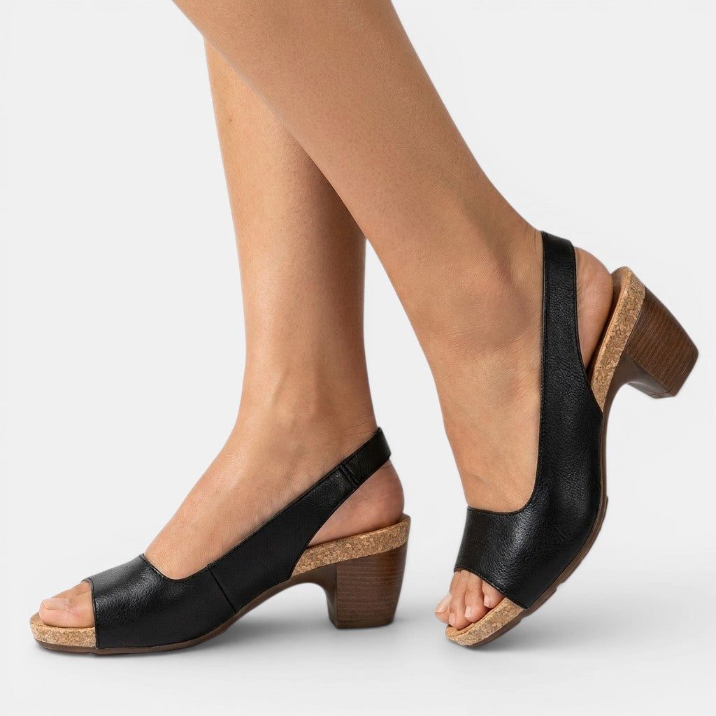 Sandales à talon carré bout ouvert bride arrière élégantes et stables femme