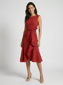 Robe midi asymétrique sans manches chic pour soirée cocktail femme