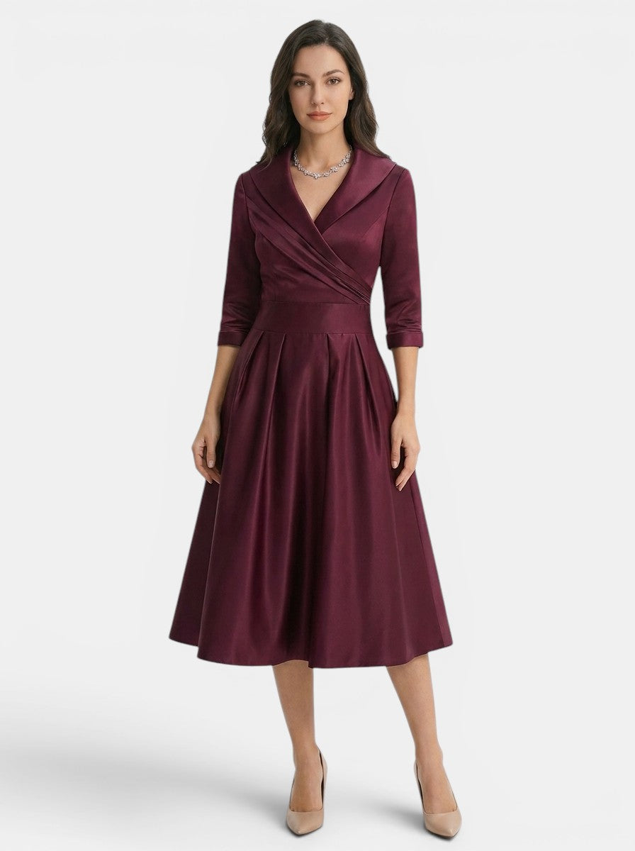 Robe midi élégante femme avec poches cachées polyvalente soirée et brunch