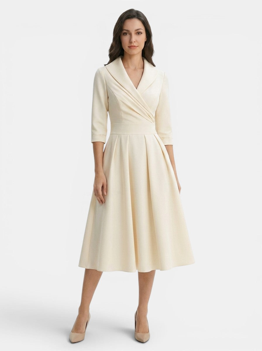 Robe midi élégante femme avec poches cachées polyvalente soirée et brunch