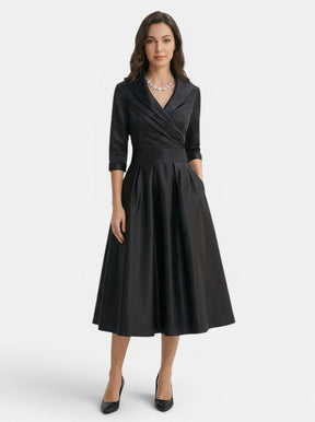 Robe midi élégante femme avec poches cachées polyvalente soirée et brunch