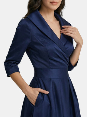 Robe midi élégante femme avec poches cachées polyvalente soirée et brunch