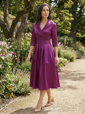 Robe midi élégante femme avec poches cachées polyvalente soirée et brunch