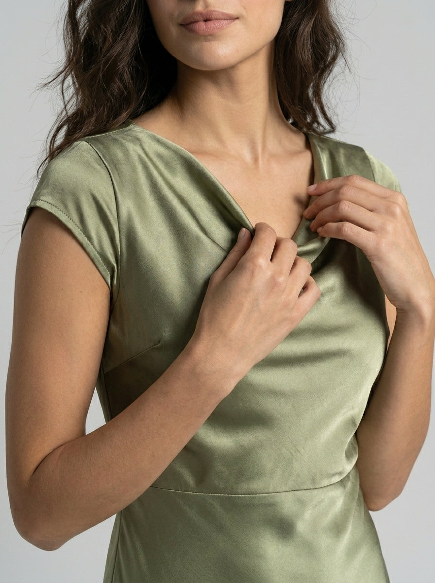 Robe midi nuisette minimaliste fluide femme élégante polyvalente été