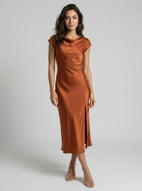 Robe midi nuisette minimaliste fluide femme élégante polyvalente été
