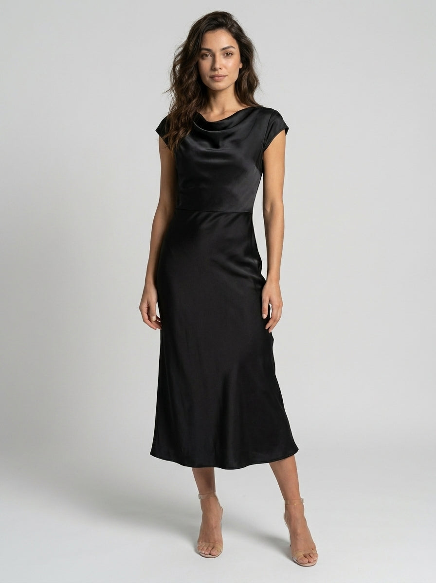 Robe midi nuisette minimaliste fluide femme élégante polyvalente été