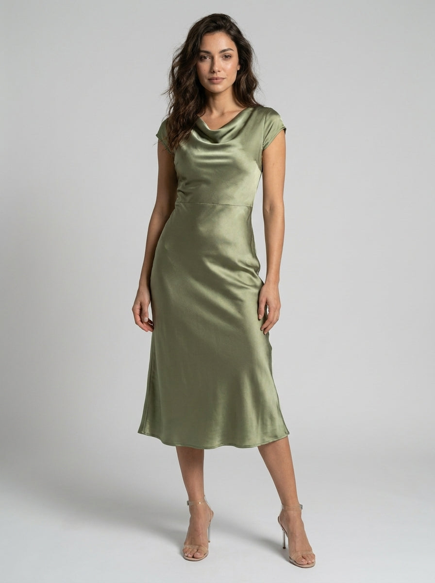 Robe midi nuisette minimaliste fluide femme élégante polyvalente été