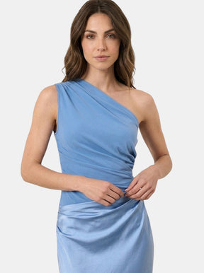 Robe maxi plissée une épaule élégante pour soirée et occasions formelles