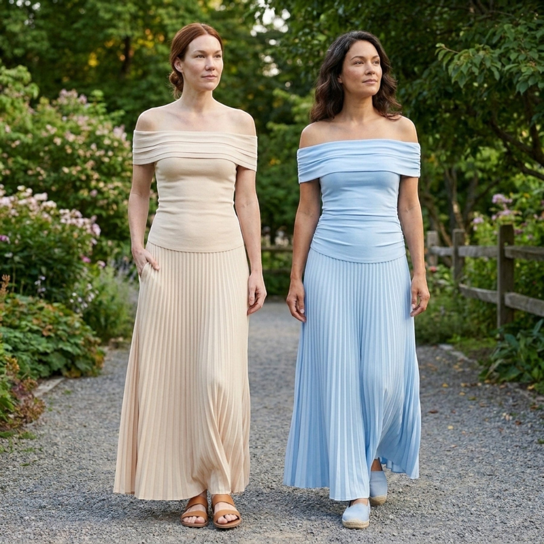 Robe longue plissée épaules dénudées femme élégante tenue de soirée