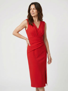 Robe midi plissée élégante drapé fluide pour soirée sophistiquée femme