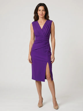 Robe midi plissée élégante drapé fluide pour soirée sophistiquée femme