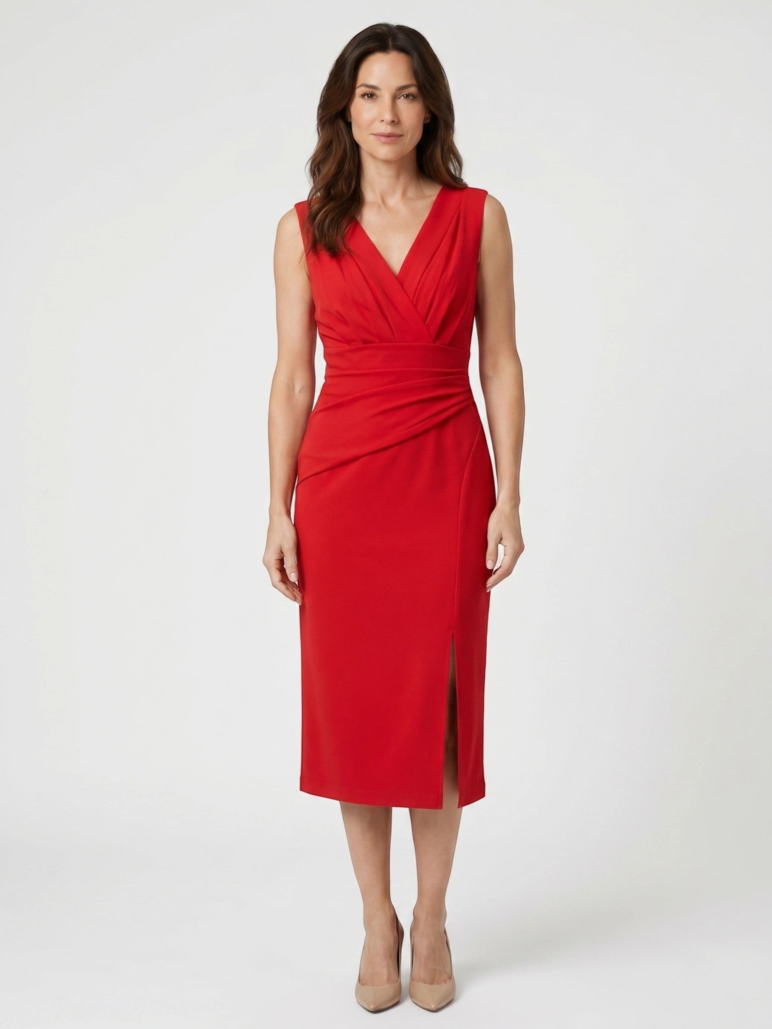 Robe midi plissée élégante drapé fluide pour soirée sophistiquée femme