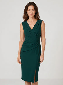Robe midi plissée élégante drapé fluide pour soirée sophistiquée femme