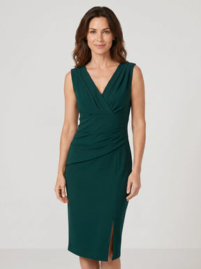 Robe midi plissée élégante drapé fluide pour soirée sophistiquée femme