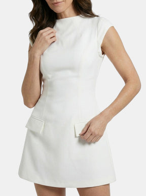 Mini robe blanche manches courtes col rond poches femme Collection Intemporelle