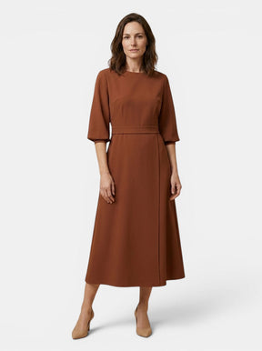 Robe midi portefeuille noire manches ballon ceinture auto-nouée soirée