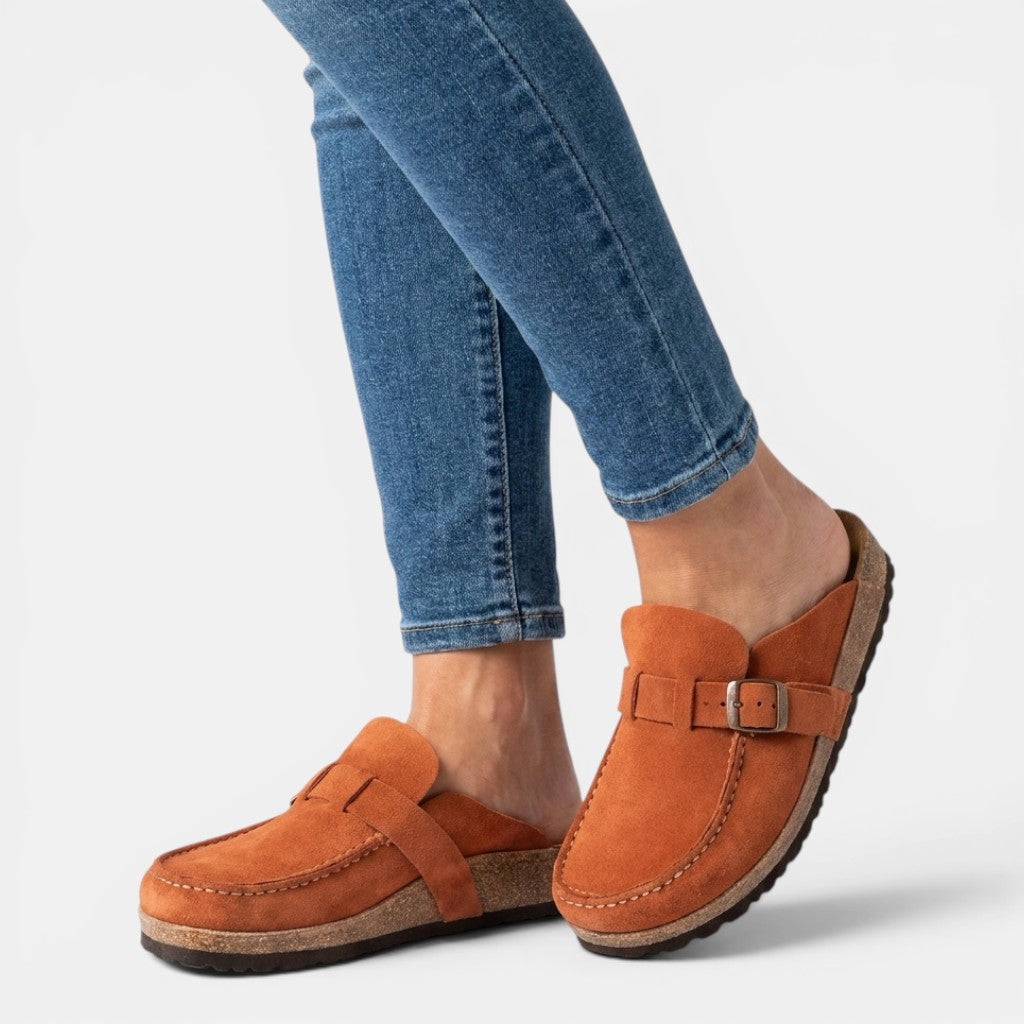 Mocassins simili cuir sans lacets boucle chic slip-on femme élégants