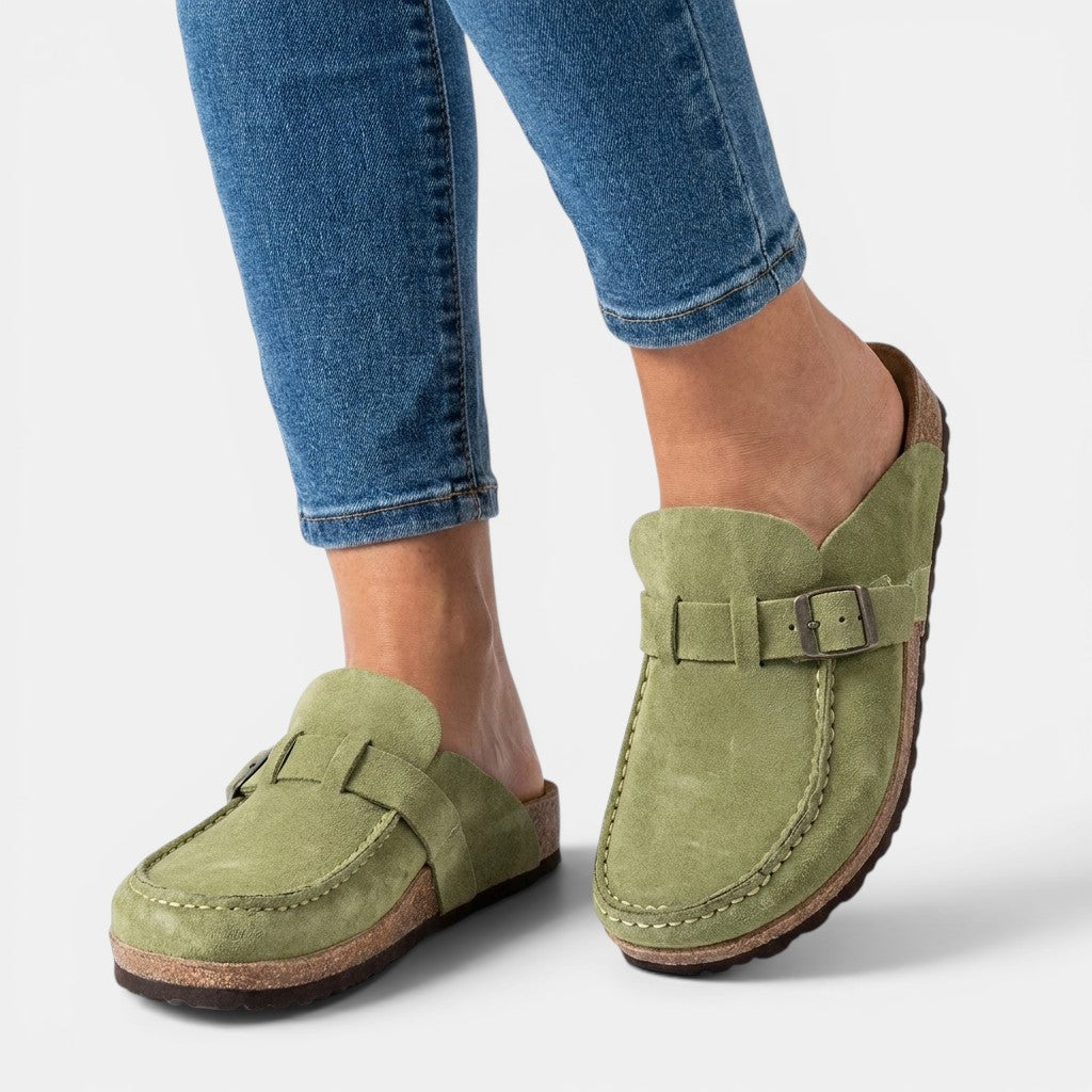 Mocassins simili cuir sans lacets boucle chic slip-on femme élégants