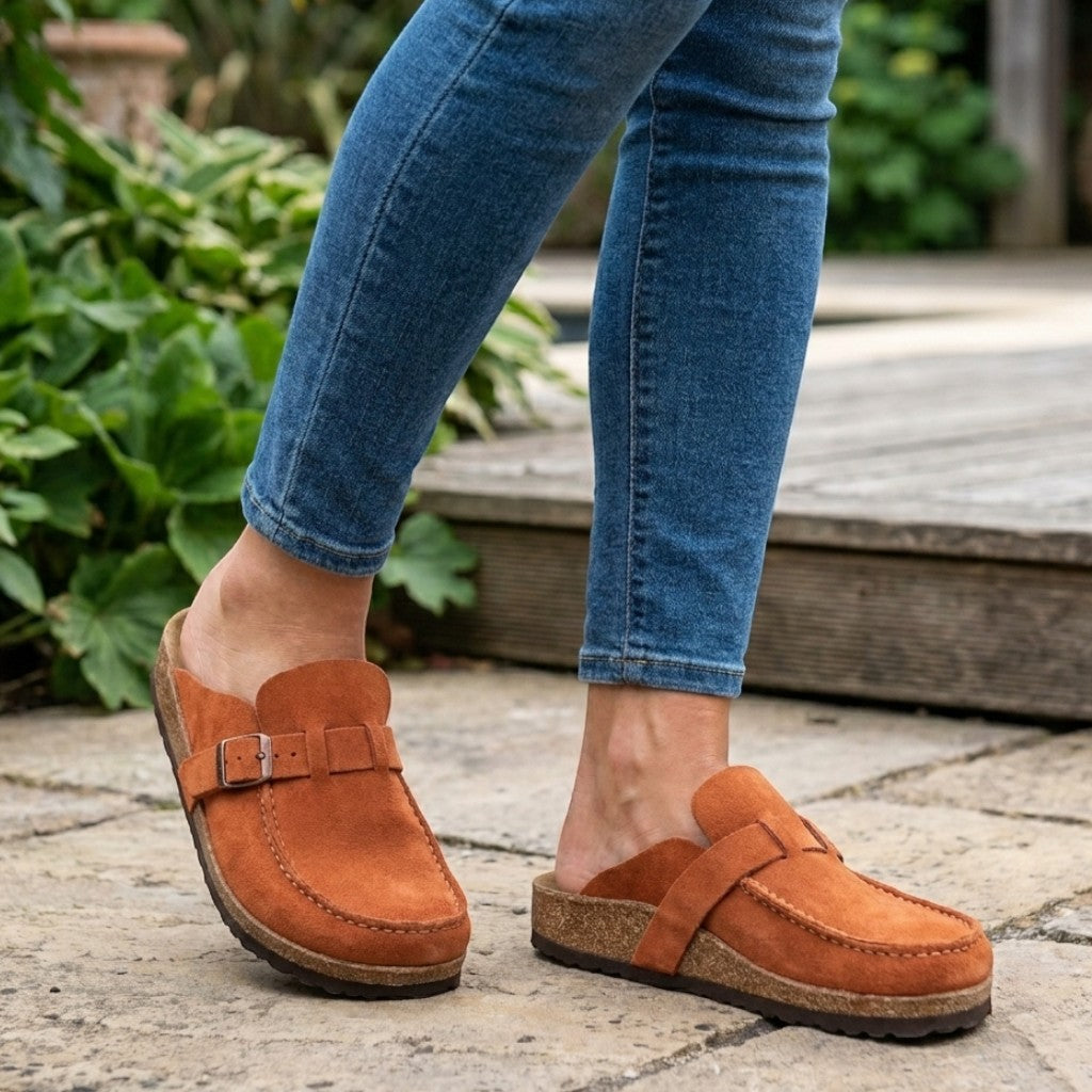 Mocassins simili cuir sans lacets boucle chic slip-on femme élégants