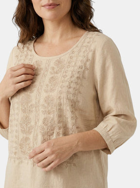 Blouse brodée florale coupe ample aérienne artisanale pour femme