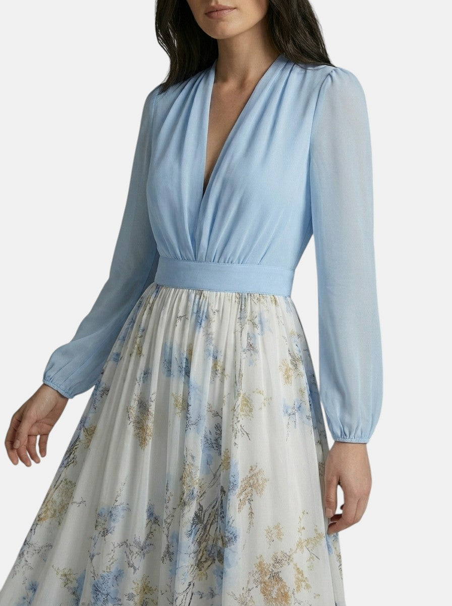 Robe longue à imprimé floral ample et fluide pour l'été femme