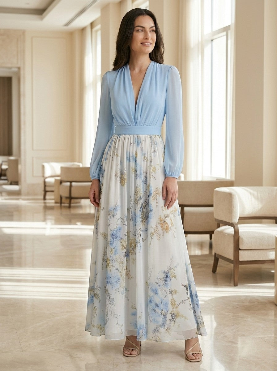 Robe longue à imprimé floral ample et fluide pour l'été femme
