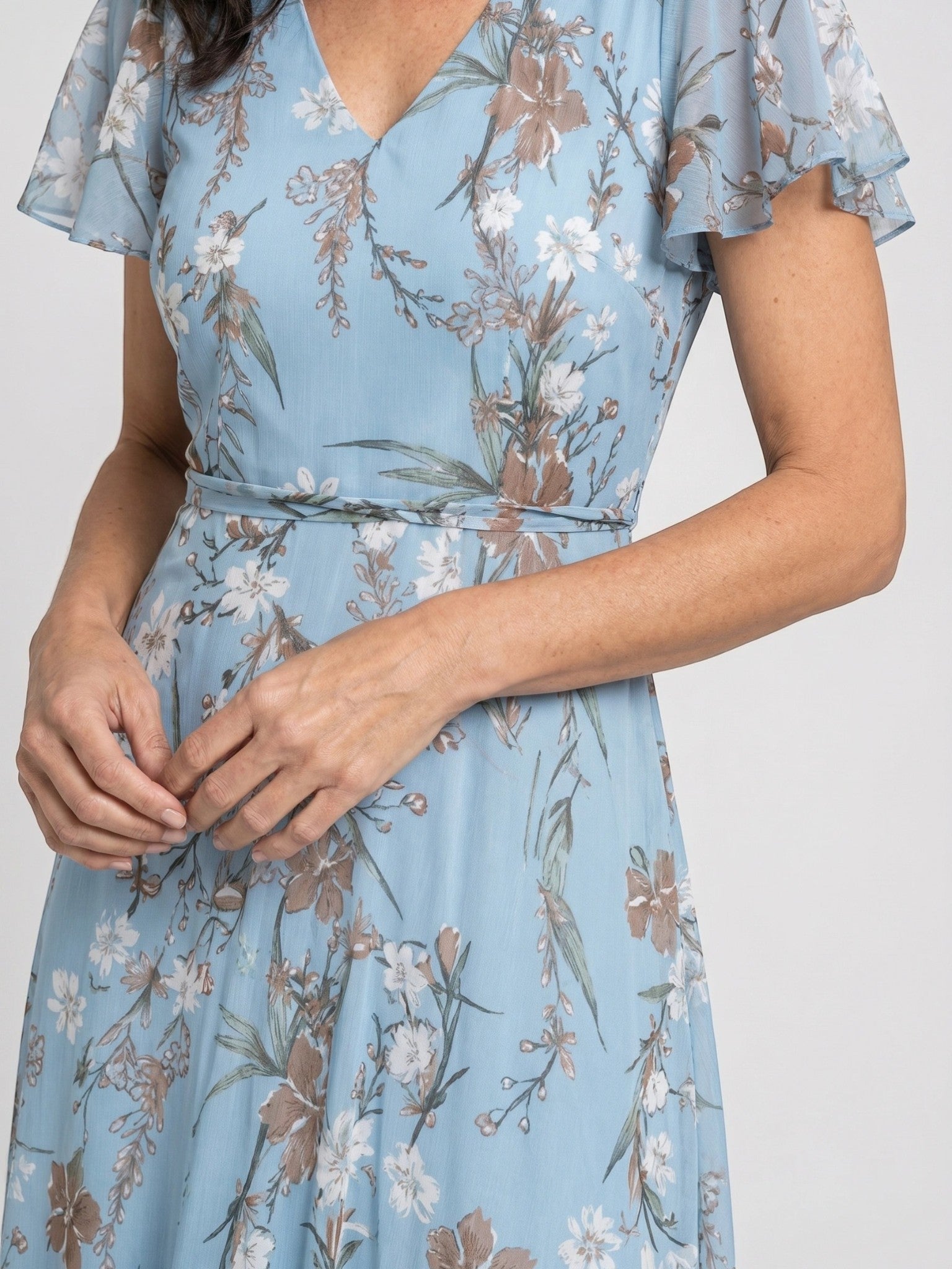 Robe maxi imprimé floral légère et fluide ourlet évasé pour femme