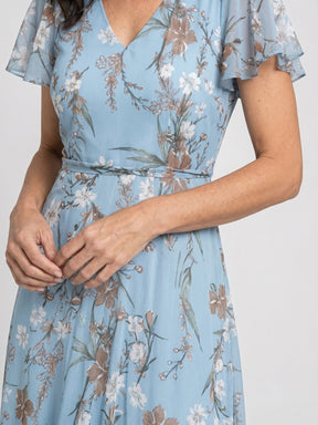 Robe maxi imprimé floral légère et fluide ourlet évasé pour femme