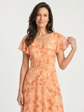 Robe maxi imprimé floral légère et fluide ourlet évasé pour femme
