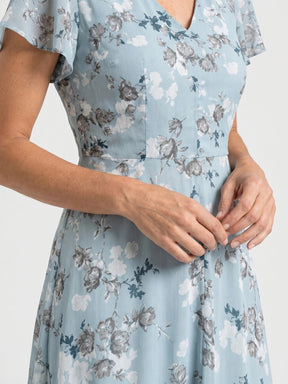 Robe maxi imprimé floral légère et fluide ourlet évasé pour femme