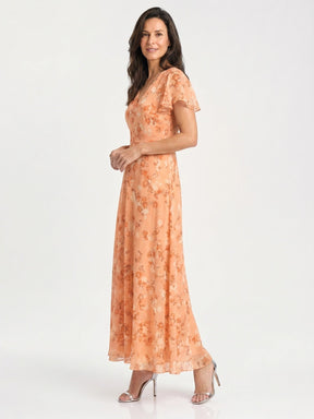 Robe maxi imprimé floral légère et fluide ourlet évasé pour femme
