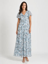 Robe maxi imprimé floral légère et fluide ourlet évasé pour femme