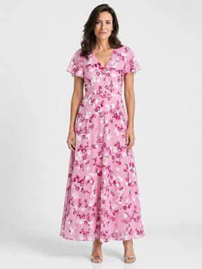 Robe maxi imprimé floral légère et fluide ourlet évasé pour femme