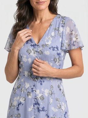 Robe maxi imprimé floral légère et fluide ourlet évasé pour femme