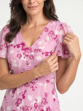 Robe maxi imprimé floral légère et fluide ourlet évasé pour femme