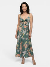 Robe midi imprimé floral découpe nœud devant toutes saisons femme